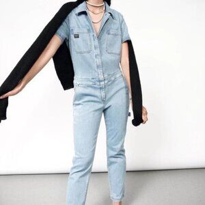 Wildfang The Essential Denim Short Sleeve Denim Coverall Size XS